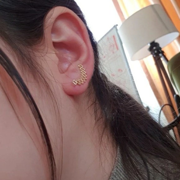 Geometric Diamond Climbers Earrings - Picture 7 of 8